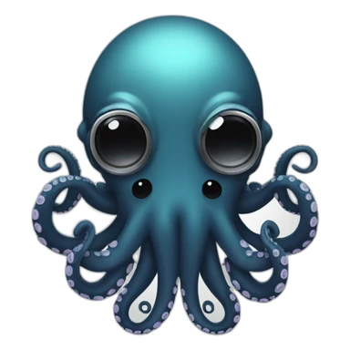 octopus dj with dark long hair, moustache and pierced ears and nose sticker