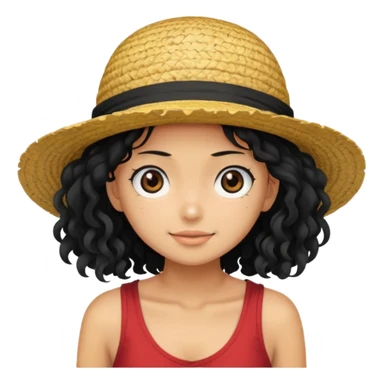 a woman with Luffy hat and have long curly hair sticker