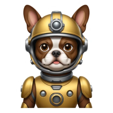 Brown Boston terrier in mecha suit sticker