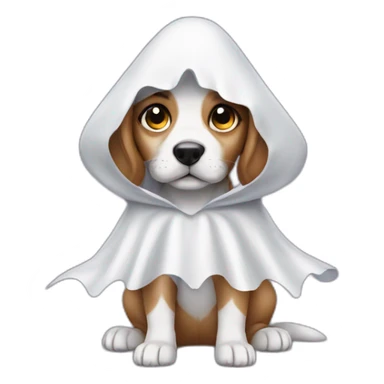 puppy in halloween ghost costume sticker