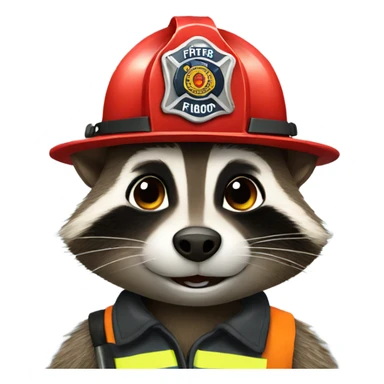 Firefighter raccoon sticker