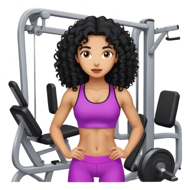 Mixraced girl with curly long black hair at the gym sticker