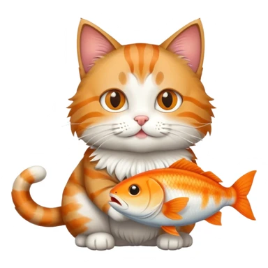 cat full body sitting with a fish in its mouth sticker
