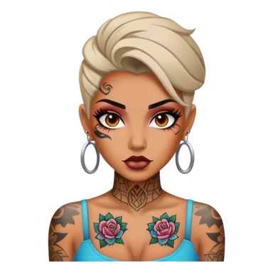 pretty tattooed baddie with makeup sticker