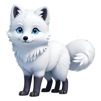 cinematic-arctic-fox-realistic-full-body-standing-emoji,-fluffy-tail-curled-slightly-around-its-paws,-thick-pure-white-fur-blending-into-the-snowy-landscape,-head-tilted-dramatically,-bright-blue-eyes-glistening-with-intelligence,-simplified-yet-realistic-focused-features,-highly-detailed,-glowing-with-an-almost-sarcastic-glow expressive eyes sticker