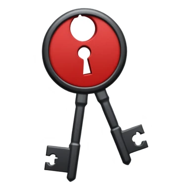 iOS sticker, dark key, black metal, red hole, minimal sticker