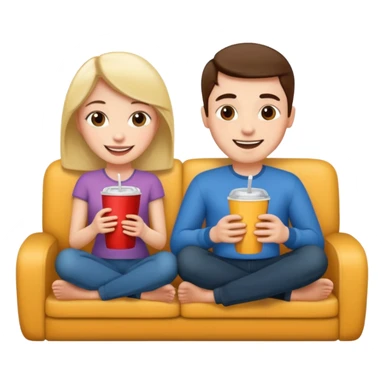 A couple sitting on a sofa watching a movie sticker