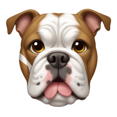 Female bulldog with brown coat with a vertical white stripe sticker