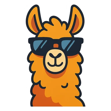 llama with sunglasses, cartoon style sticker