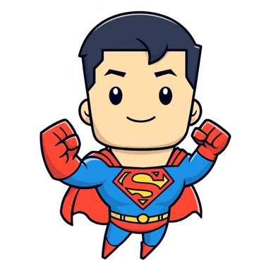Superman black hair raised fist white teeth  sticker