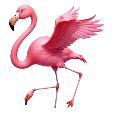 A pink flamingo is flying over the sea. sticker