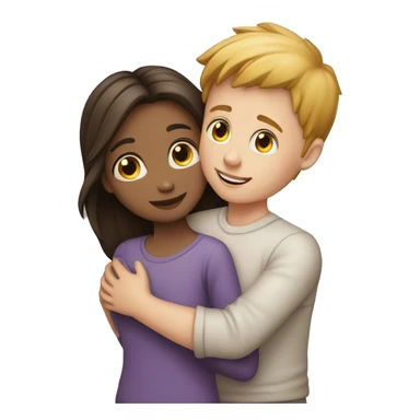 White skin Young man and girl hugs with heart sticker