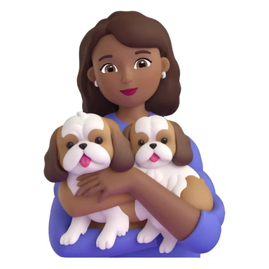 dark-skinned woman holding a Shih Tzu dog sticker