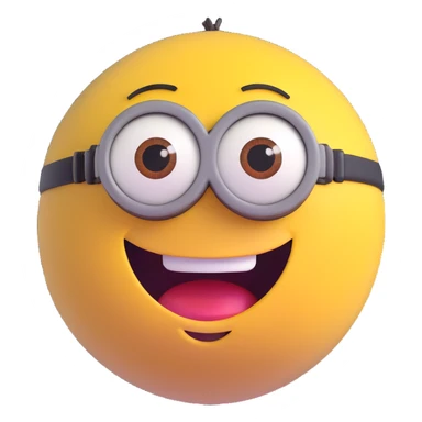 3d sphere with a smiling minion face sticker
