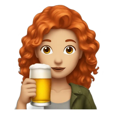 Red hair woman drinking beer sticker