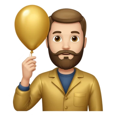 Bearded man hold gold balloon sticker