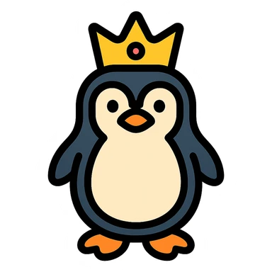 penguin with a crown icon sticker