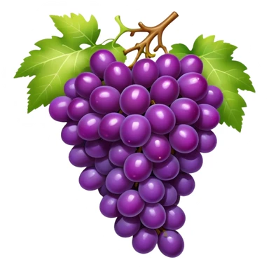 purple shiny grapes on a cluster, emoji style sticker