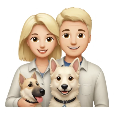 White belgian Shepard with Her blonde owner at a photo shoot  sticker