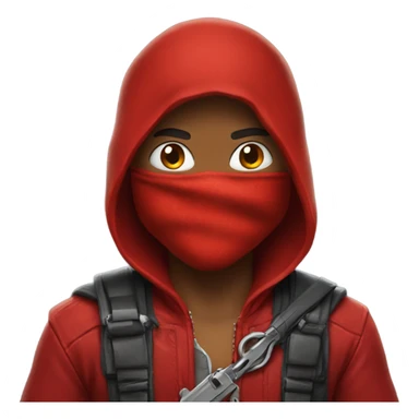 Red hood with red bandana sticker