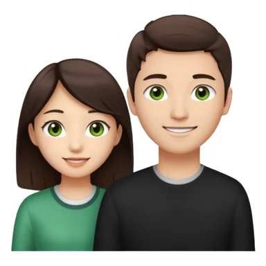 An Asian girl with brown eyes and dark brown hair, with her white boyfriend who has green eyes and light brown hair. sticker