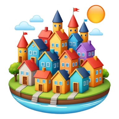 little city and small home sticker