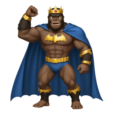 king kong with a batman uniform and cape sticker