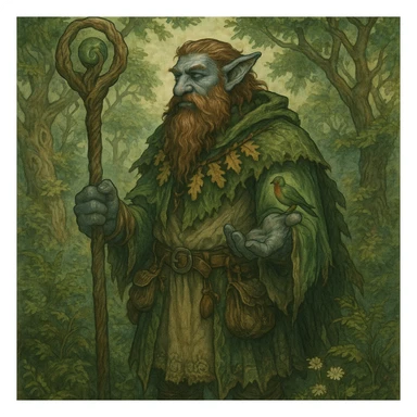 firbolg, mystical druid, surrounded by nature, fantasy art, detailed fantasy illustration sticker