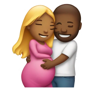 couple embrace with pregnancy glow sticker