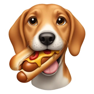 Dog eating a hotdog sticker