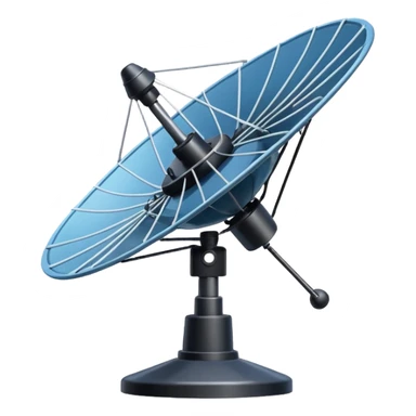 Minimalist emoji-style sticker of an old-school satellite antenna with distorted, glitched signal waves. Clean icon style. sticker