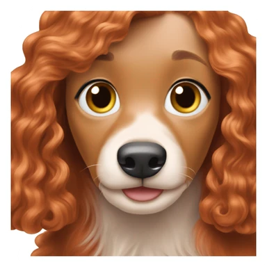 Redhead 👩🏼‍🦰 with cream longhair dachshund in front of her sticker