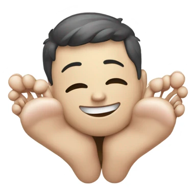 Resting smile on hands with feet in air behind  sticker