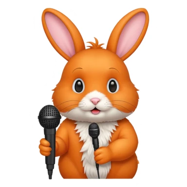 orange rabbit with microphone sticker