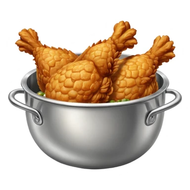 extra crispy golden fried chicken in a silver stainless steel bowl sticker