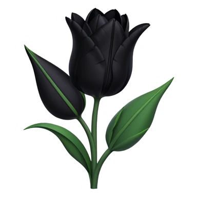 single goth tulip with black petals and dark green stem sticker
