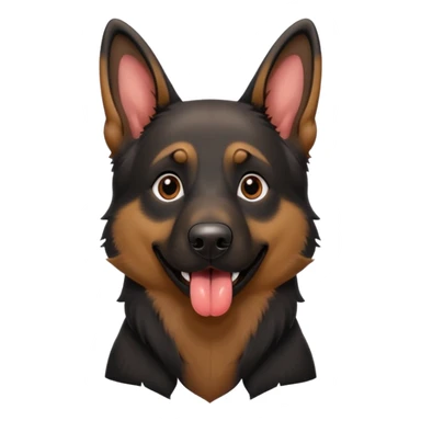 cartoon style dark German Shepherd dog with its tongue hanging out long sticker