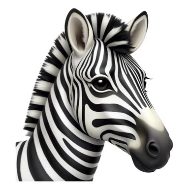 Cinematic Noble Zebra Portrait Emoji, Poised and regal, with a lean, elegant build, a long, graceful equine snout and striking fur of bold black and white stripes, deep-set soulful piercing eyes, Simplified yet sharp and sophisticated features, highly detailed, glowing with a soft, dignified glow, high shine, intelligent and graceful, stylized with an air of savannah chic, focused and attentive, soft glowing outline, capturing the essence of a watchful and confident equine that feels as though it could gallop out of the screen with effortless authority! sticker