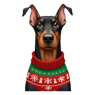 doberman with christmas sweater  sticker