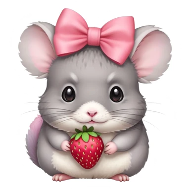 chinchilla with a strawberry and a pink pastel bow on its head sticker
