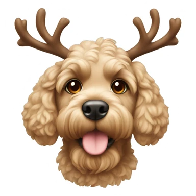 cockapoo with reindeer antlers sticker