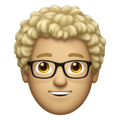 white man with blonde shaggy hair, nerdy glasses  sticker