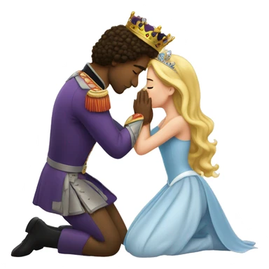 a prince on his knees kissing the hands of a princess sticker