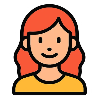 female portrait, flat color icon style, soft features, friendly expression, minimalistic, clear sticker