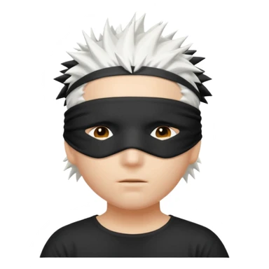 A person with white hair which is standing upward and blindfolded sticker
