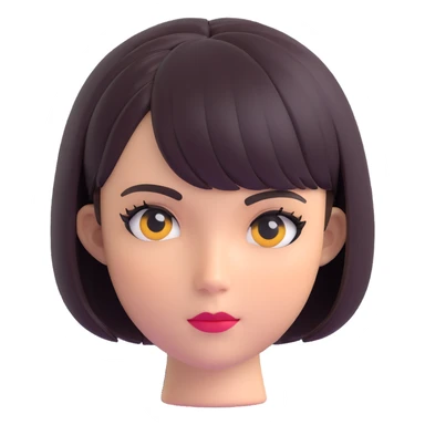 charming alt-girl face, bob haircut, visible eyeliner makeup, only head and hair, no neck, extra cute, 3D emoji style sticker