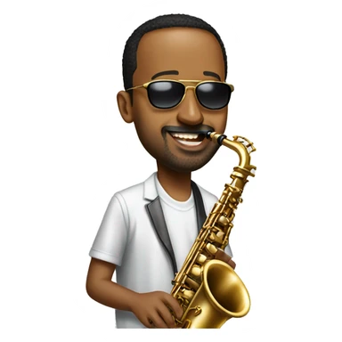 abiy ahmed playing saxophone with sunglasses  sticker