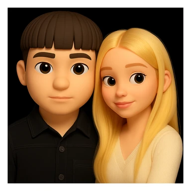 Combine both people from the provided images into one high quality 3D emoji style composition. Keep the 3D emoji style and realistic details, placing them together harmoniously in a single composition. The style should resemble microsoft style 3d fluent emojis with realistic details. sticker