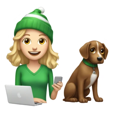 girl in monitor christmas with dog and iphone sticker