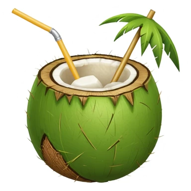 green coconut with straw sticker